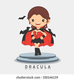 Female Dracula Character, vector illustration
