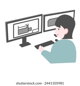 Female draftsman using a PC