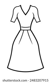 Female dress line art illustration icon logo