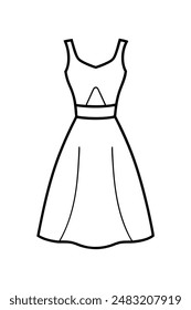 Female dress line art illustration icon logo
