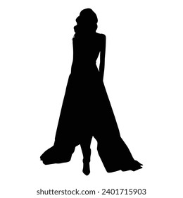 Female dress silhouette on white  