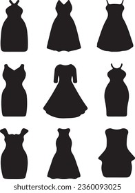 Female Dresses Silhouette Vector Graphic Pack