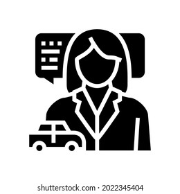 weibliche Fahrschullehrerin Symbol Vektorgrafik. weibliches Fahrschullehrerzeichen. isoliertes Kontursymbol