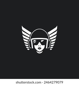 diseño de Plantilla de Ilustración vectorial de logotipo de piloto de dron femenino