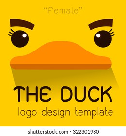 Female duck Flat logo  on yellow background