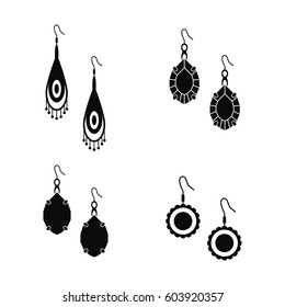 Female earrings vector silhouette set