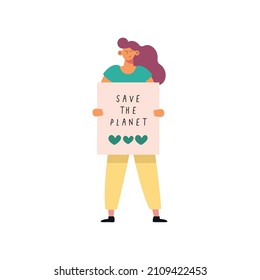 female ecologist with label character