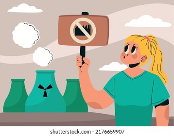 female ecologist with placard scene
