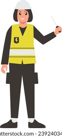 Female Electrician Illustration Isolated Background