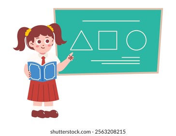 Female Elementary Student Presenting Something