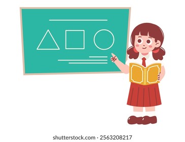 Female Elementary Student Presenting Something