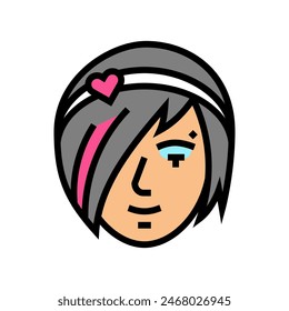 female emo avatar color icon vector. female emo avatar sign. isolated symbol illustration