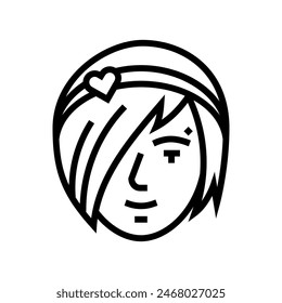 female emo avatar line icon vector. female emo avatar sign. isolated contour symbol black illustration