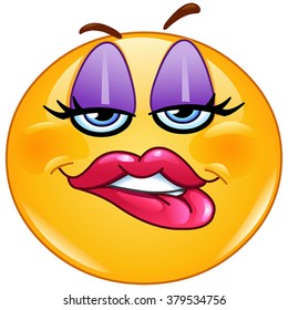 Female Emoticon Biting Her Lip Stock Vector (royalty Free) 379534756 