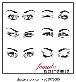 female emotional eyes set