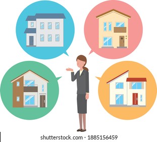 A female employee of a house maker who introduces various houses