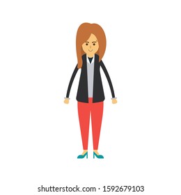 female employee vector flat color icon 