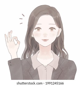 It is a female employee who put out an OK sign.