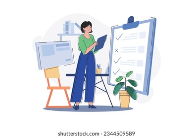 Empleada Que Trabaja En La Lista De Tareas
