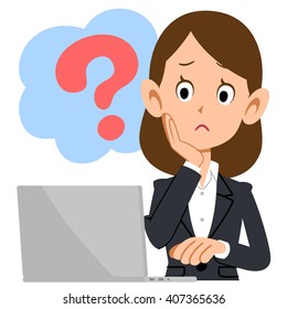 Female employees and a notebook personal computer to worry about