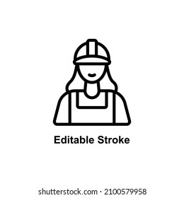 Female Engineer Avatar Icon Designed In Outline Style In Editable Strokes For User Profile Icons