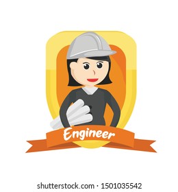 Female engineer in emblem illustration