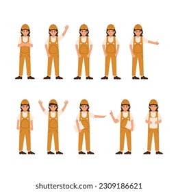 Female Engineer Illustration Vector Set