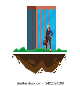 female engineer worker with building