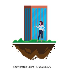 female engineer worker with building