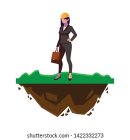 female engineer worker character on the lawn