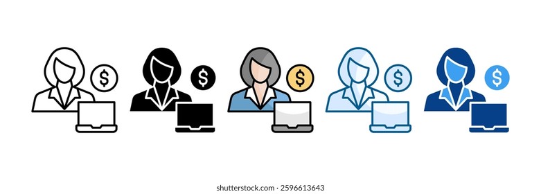 Female Entrepreneur Icon Set Multiple Style Collection