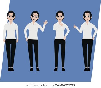 Female executive avatar, separate parts for animation.