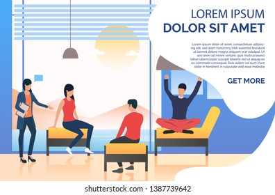 Female executive having briefing with colleagues. Group therapy, session, informal meeting. Meeting concept. Vector illustration can be used for topics like business, psychology, service
