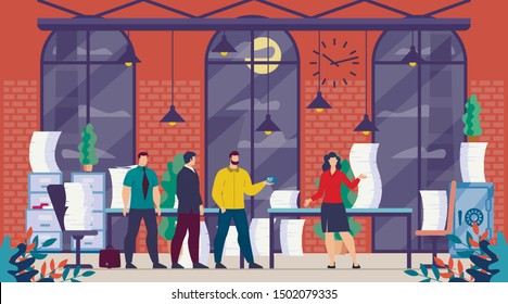 Female Executive Manager, Company CEO, Lady Boss Trendy Flat Vector Concept, Businesswoman Working in Office, Talking with Male Employees, Organizing Paperwork, Meeting with Personnel Illustration