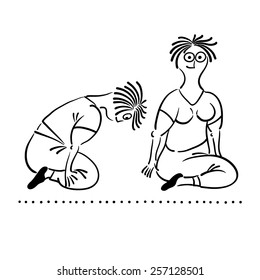  Female exercising . Keep fit exercise.Pilates poses set