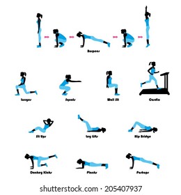 Female exercising silhouette. Keep fit exercise.
