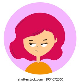 expresión femenina. Ilustración vectorial. con expresión facial aburrida	