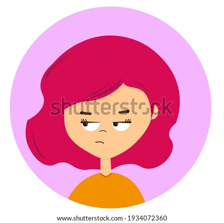 female expression. Vector illustration. with  bored facial expression	