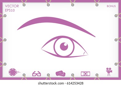 female eye, eyebrow icon vector