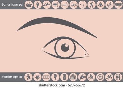 female eye, eyebrow icon vector