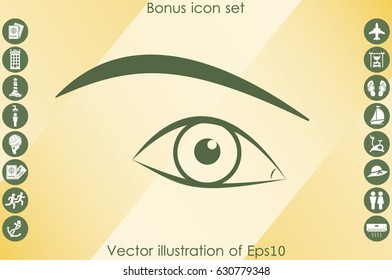 female eye, eyebrow icon vector