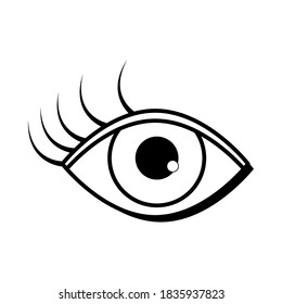 female eye eyelashes pop art comic style, line icon vector illustration