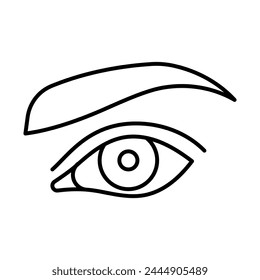 Weibliches Auge, Linie-Symbol. Einfaches Close-up-Auge und Augenbrauen-Piktogramm. Menschliches Gesicht, Schönheit, weibliche Kosmetik, Vision. Lineare Darstellung, bearbeitbare Kontur, dünne Linie