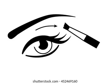 Female eye and make up brush Vector icon. Eyeshadow applying simple scheme