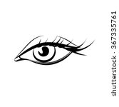 Female eye on transparent background,  logo for the studio eyelash, black and white isolated vector illustration.
