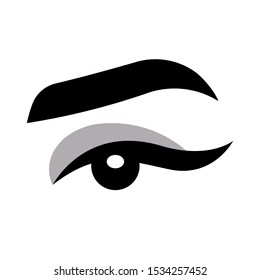 Female eye. Vector illustration of eyes: eyelashes, makeup, graphic arrow, eye shadow.
