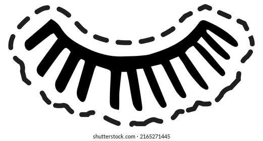 Female Eyelashes, Wearing Makeup And Beauty Master. Beautician Maker, Decorative Artificial Lashes. Cosmetics And Mascara Testing. Sticker Or Isolated Icon, Label Or Emblem. Vector In Flat Style