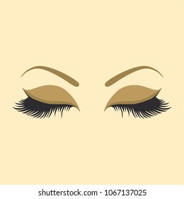 Female eyes with eyebrows - beautiful eyes with long eyelashes. Beauty logo