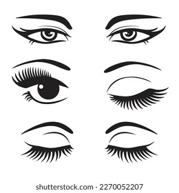 Female Eyes Vector, Black Silhouette, Cut File, for Cricut