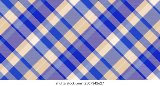 Textura a cuadros de tela femenina, fondo textil de la bufanda de tartán. Vector de patrón de cuadros Lady sin costuras en paleta de colores claros y azules.